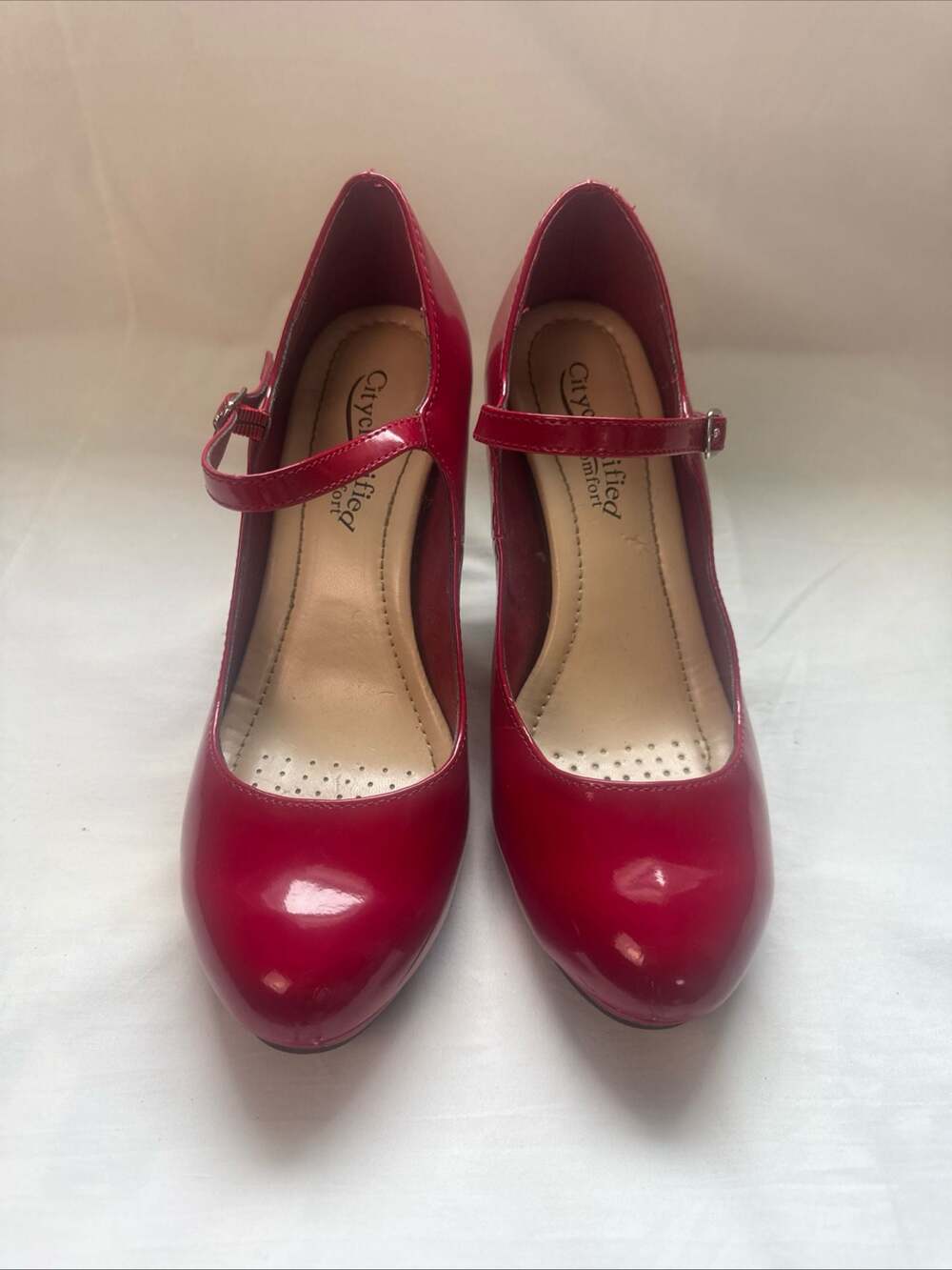 Cityclassified Red Patent Mary Jane Platform Heels Pinup Rockabilly Size 9.5
